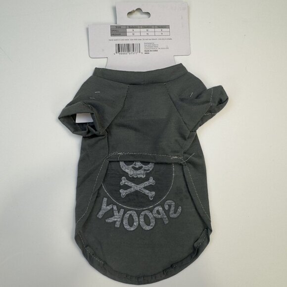 Bone-A-Fide Spooky Novelty Pet Halloween Tee Medium Gray Skull Dog Costume NEW - Picture 3 of 8